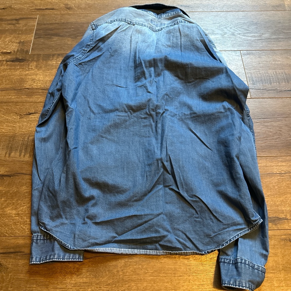 Express Blue Denim Casual Button Down Shirt - Picture 6 of 6